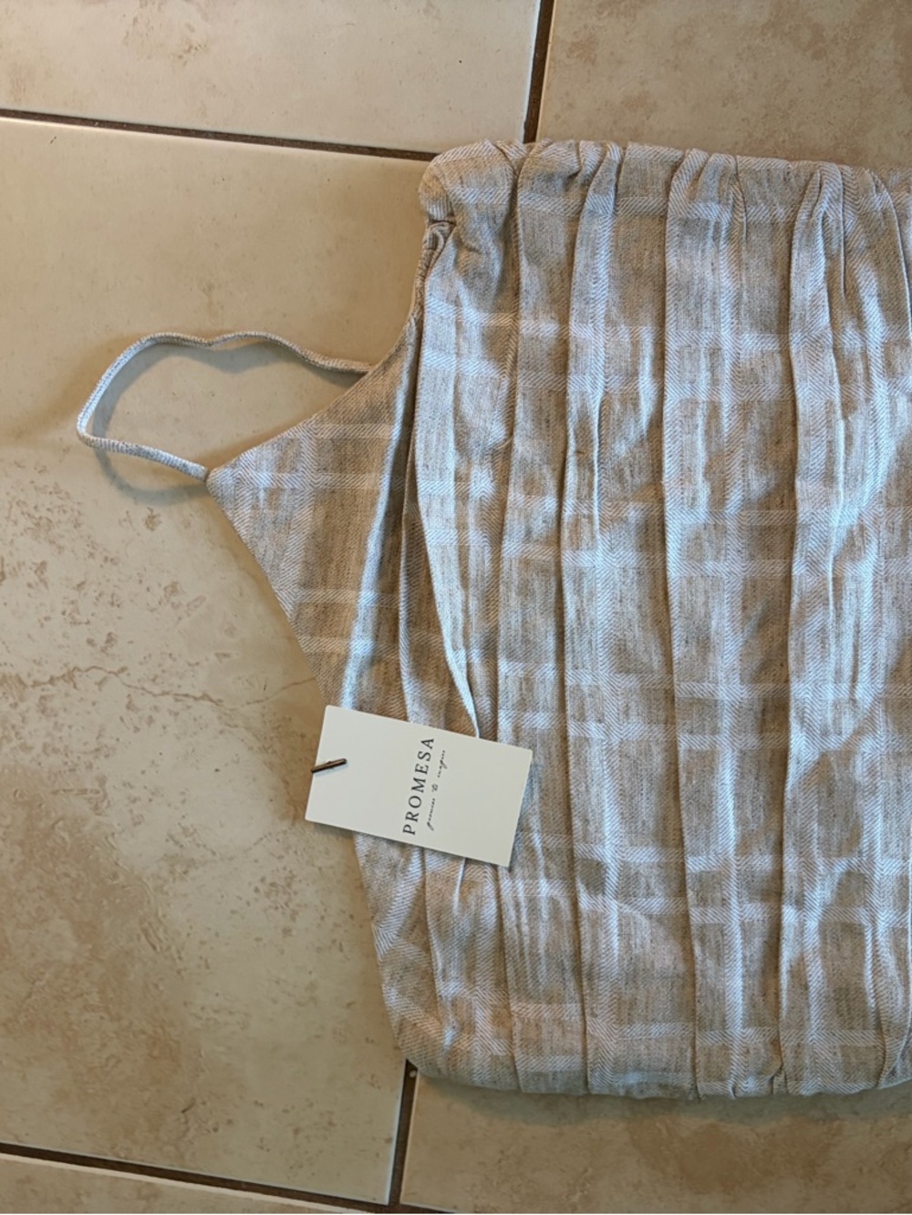 Promesa Neutral Pleated one shoulder Strappy Top in Light Beige